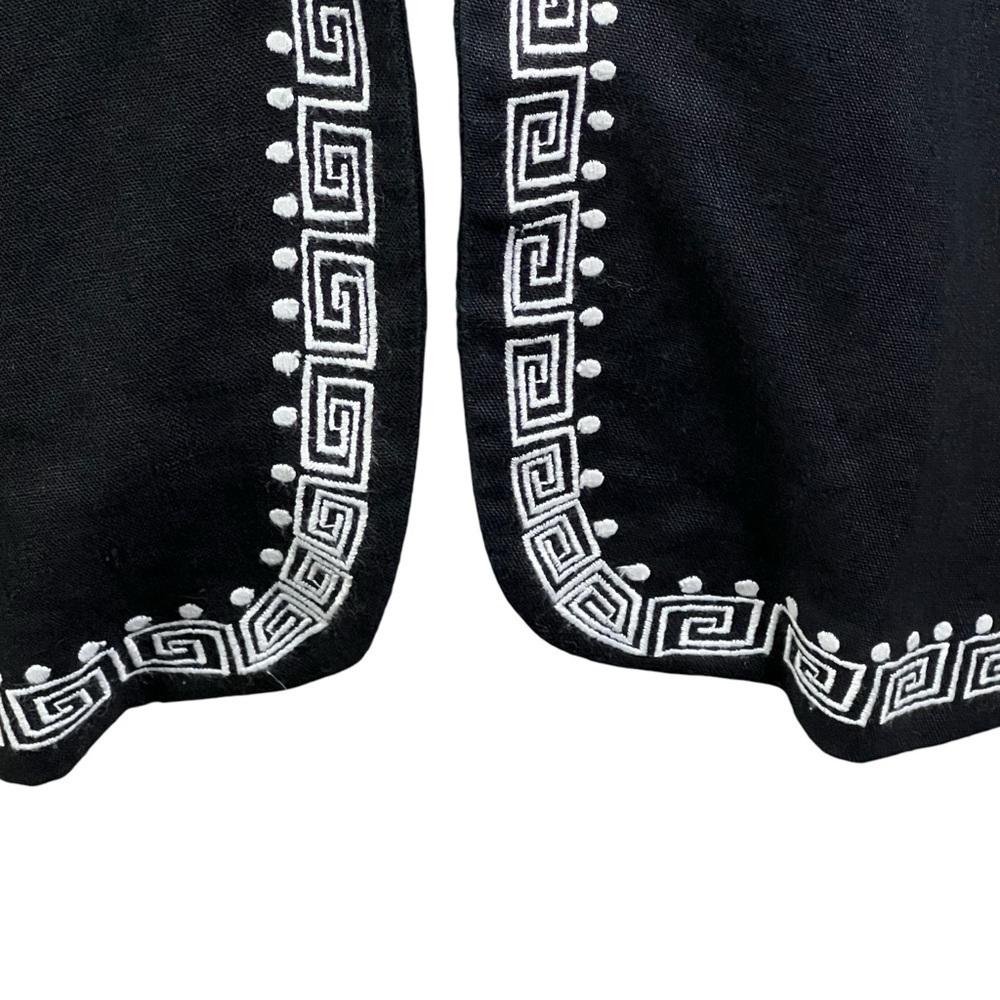 Parisian Signature Linen Blazer Women's 10 Embroidered Black Long Sleeve - Picture 4 of 13